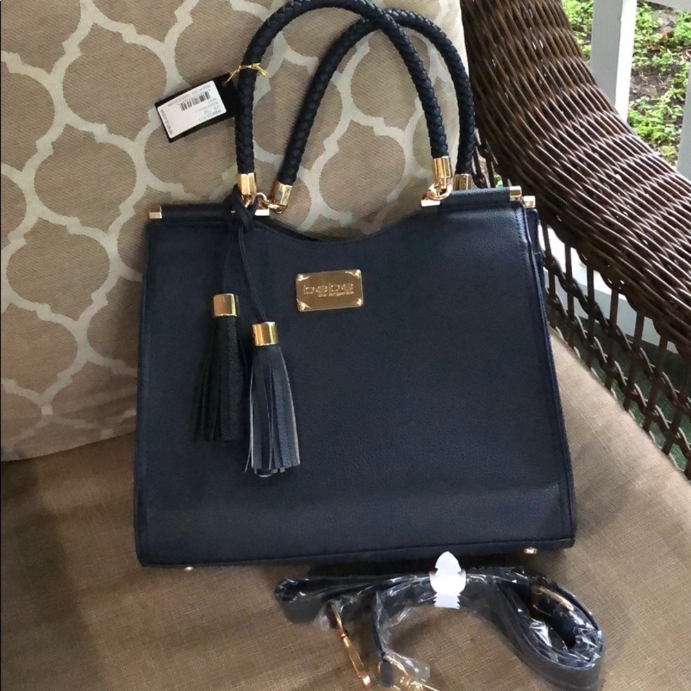 Bebe navy Natalie shopper. NWT